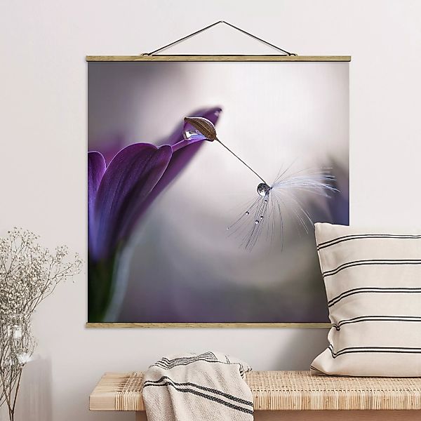 Stoffbild Blumen mit Posterleisten - Quadrat Purple Rain günstig online kaufen