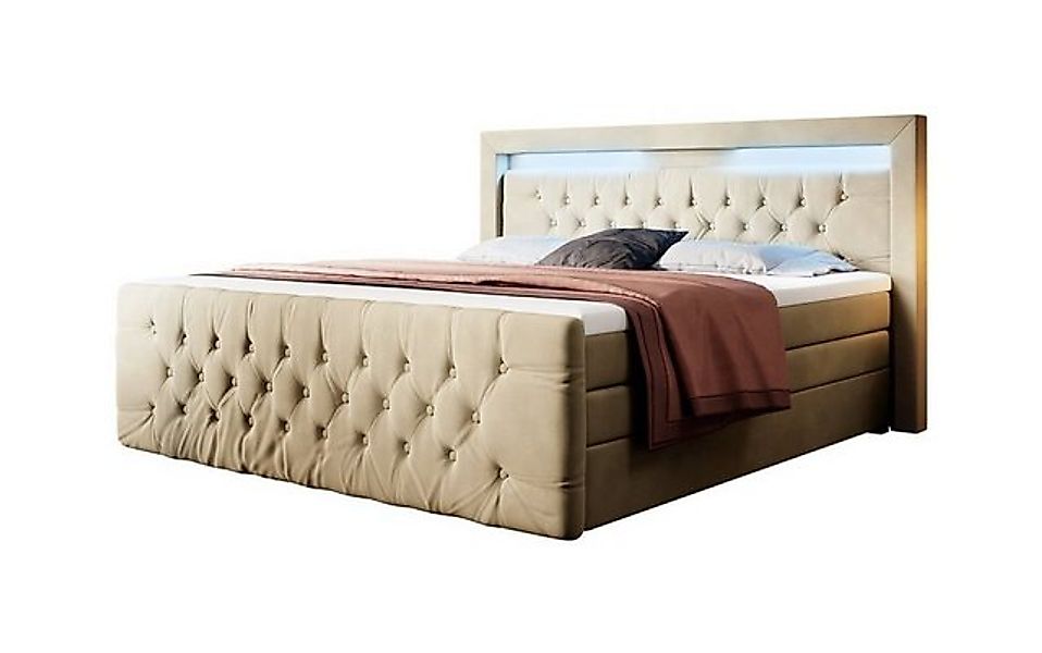 Luxusbetten24 Boxspringbett Boxspringbett Gloria, mit LED-Beleuchtung und S günstig online kaufen