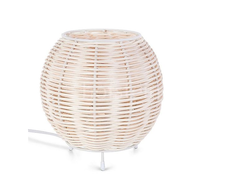 hofstein Tischleuchte Tischlampe aus Metall/Rattan in Beige/Weiß, ohne Leuc günstig online kaufen