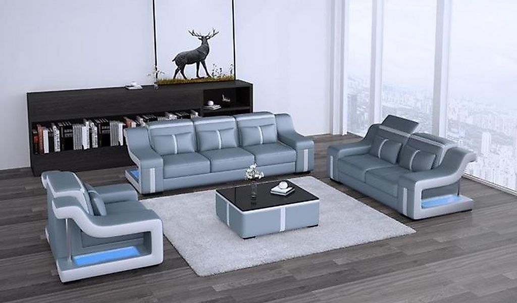 Xlmoebel Bett Ledersofa Set für das Wohnzimmer bestehend aus einer Drei-Sit günstig online kaufen