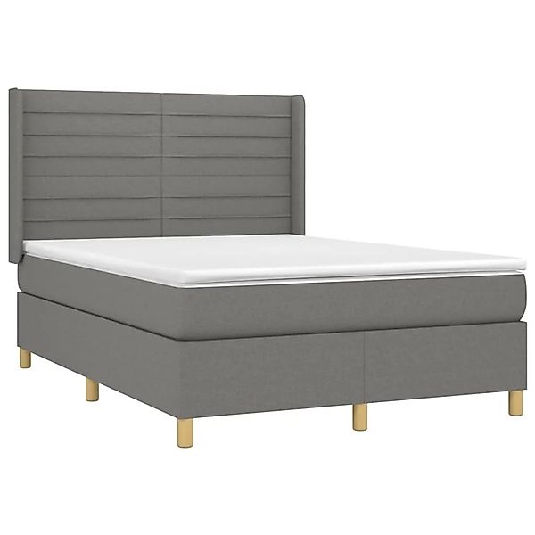 vidaXL Boxspringbett mit Matratze & LED Dunkelgrau 140x190 cm Stoff 3138950 günstig online kaufen