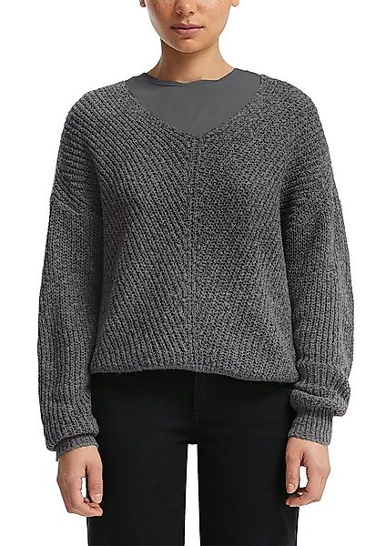 QS Strickpullover mit V-Ausschnitt und Struktur-Strick günstig online kaufen