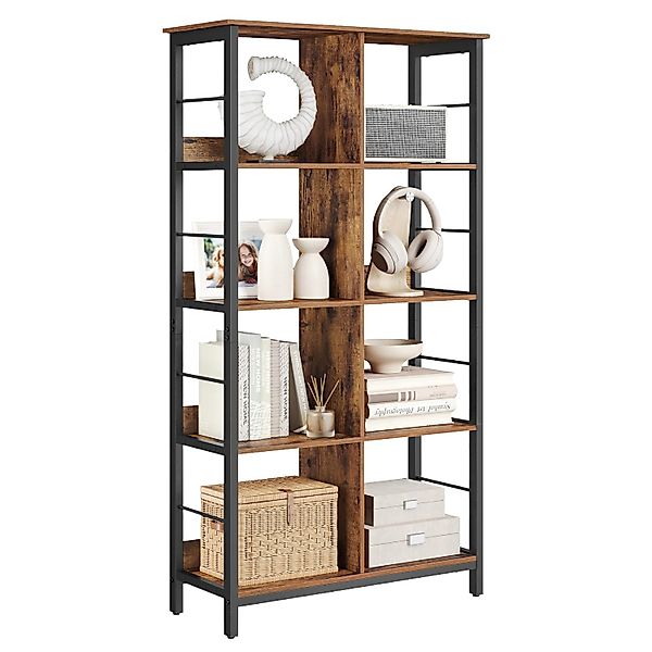 Songmics Regal Barnet 4 Ebenen 33 x 8 x 149 cm Braun-Schwarz günstig online kaufen