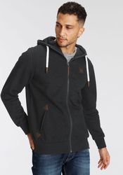 AJC Kapuzensweatjacke mit Lederappltikationen an den Eingriffstaschen günstig online kaufen