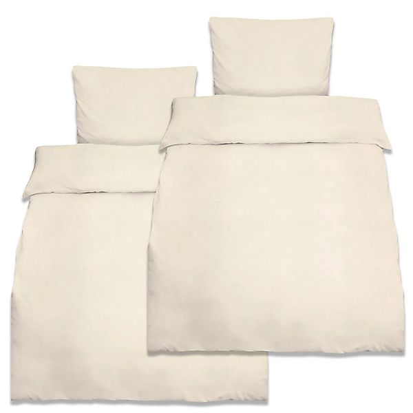 Beautissu Julie Bettwäsche 135x200cm + Kissenbezug 80x80cm Creme Renforcé 2 günstig online kaufen