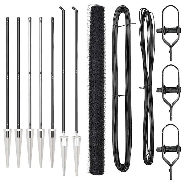 vidaXL Zaunpfosten Grau 10 x 1,5 m 36 mm Netz Stahl und PVC 3353213 günstig online kaufen