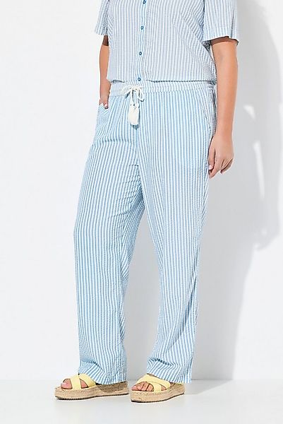 Ulla Popken Schlupfhose Streifenhose Rose Seersucker weites Bein günstig online kaufen