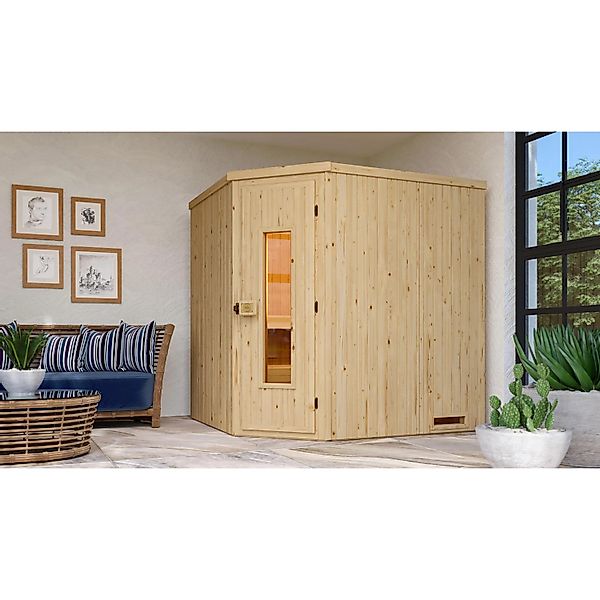 Weka Element-Ecksauna Varberg 2 Sparset 7,5 kW OS Holztür günstig online kaufen