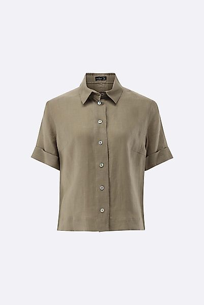 Hemdbluse mit Kurzarm aus Leinen Boxy Fit günstig online kaufen