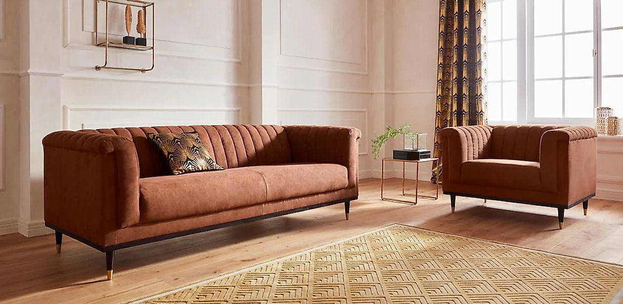 Home affaire Sessel "Chamby" mit Holzrahmen unten und Steppung im Lehnenber günstig online kaufen