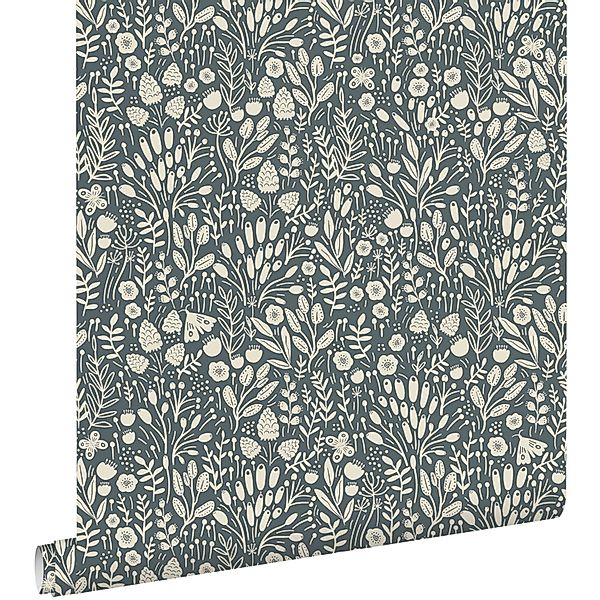 ESTAhome Tapete Blumen Blaugrün 50 x 900 cm günstig online kaufen