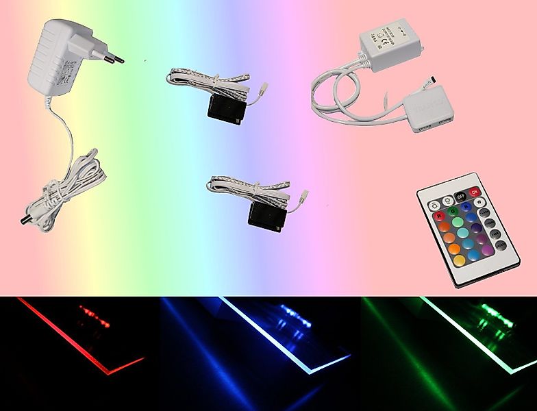 TRANGO LED Glaskantenbeleuchtung, 2er Set RGB günstig online kaufen