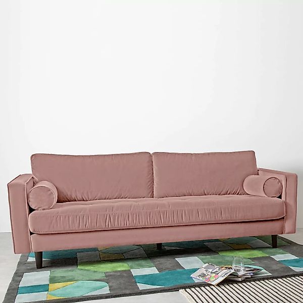 Scott 3-Sitzer Sofa, Samt in Zartrosa - MADE.com günstig online kaufen