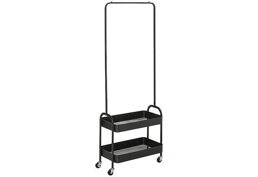 HOMCOM Garderobenständer auf Rollen, mit Kleiderstange, Schuhablage, freist günstig online kaufen