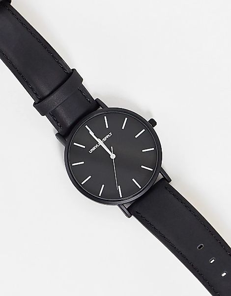 ASOS DESIGN – Klassische Uhr in Schwarz-Weiß mit Lederarmband günstig online kaufen