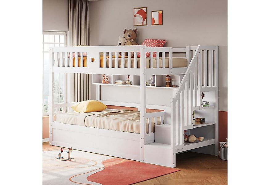 Odikalo Etagenbett Stauraumbett Jugendbett Holzbett Hochbett Hydraulik 90x2 günstig online kaufen