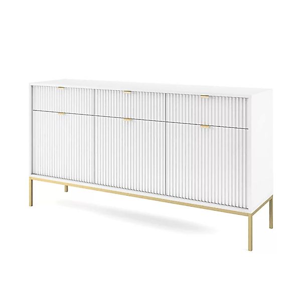 Sideboard 154cm breit, weiß, Fußgestell goldfarben NEWCASTLE-160 günstig online kaufen
