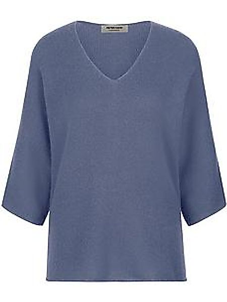 V-Pullover aus 100% Kaschmir Peter Hahn blau günstig online kaufen