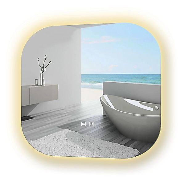 Aica Sanitär Badspiegel Quadrat 80 cm Spiegel mit LED Beleuchtung Drei Lich günstig online kaufen