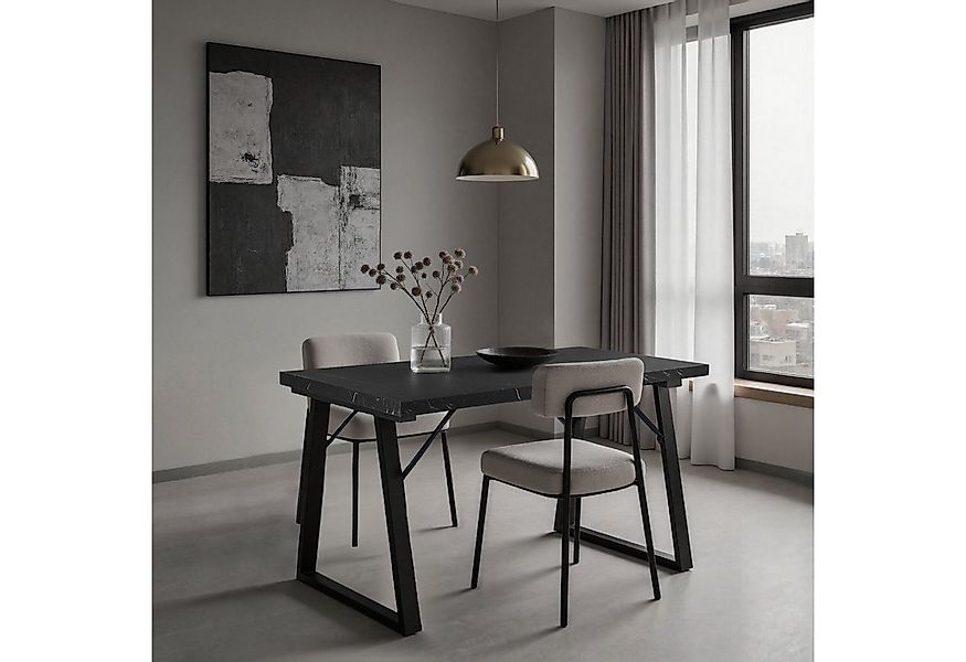 HOMAVO Esstisch MDF-Tischplatte mit Marmor- oder Holzoptik, Metallgestell-Z günstig online kaufen