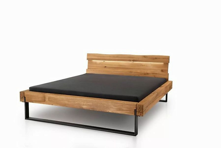 Natur24 Einzelbett Bett Lumos Wildeiche massiv 140x200 mit Beleuchtung günstig online kaufen