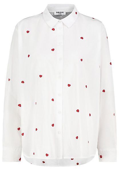 SUBLEVEL Langarmbluse Damen Baumwollbluse mit Herzstickerei Langarmbluse, A günstig online kaufen