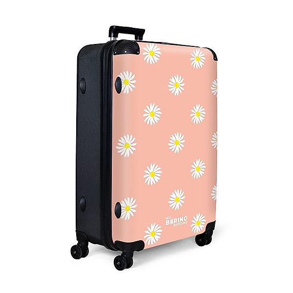 NoBoringSuitcases.com© Hartschalen-Trolley Pastellorange mit Gänseblümchen günstig online kaufen