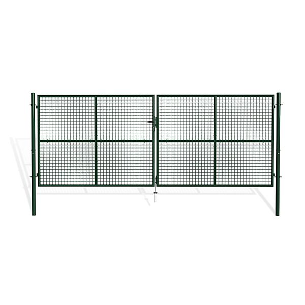 Casanoov Zauntor 2 Flügelig Olga 400x150cm Stahl & Zauntür 100x150cm Grün günstig online kaufen