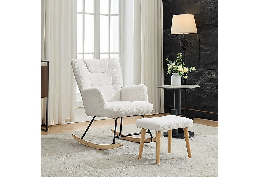 Merax Schaukelstuhl mit Fußhocker und Massivholzrahmen, Relaxsessel (1 St), günstig online kaufen