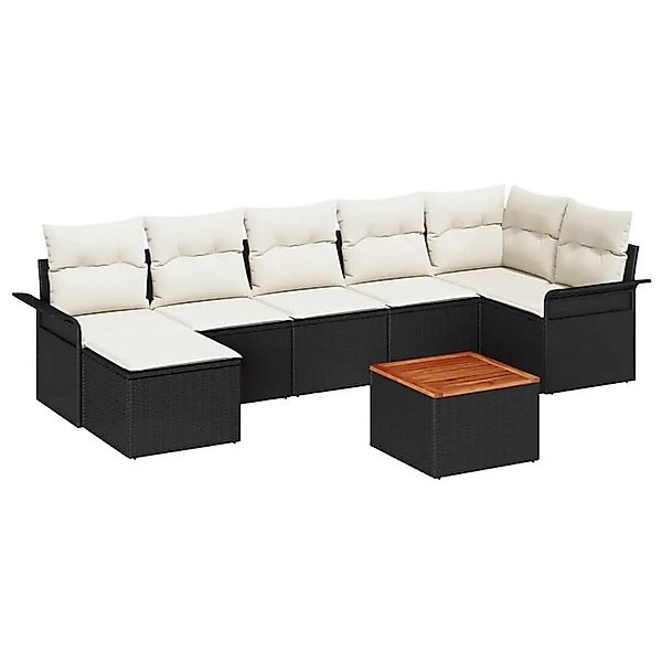 vidaXL Gartensofa-Set mit Speicher 8 Stk Schwarz und Creme Poly-Rattan 3356 günstig online kaufen