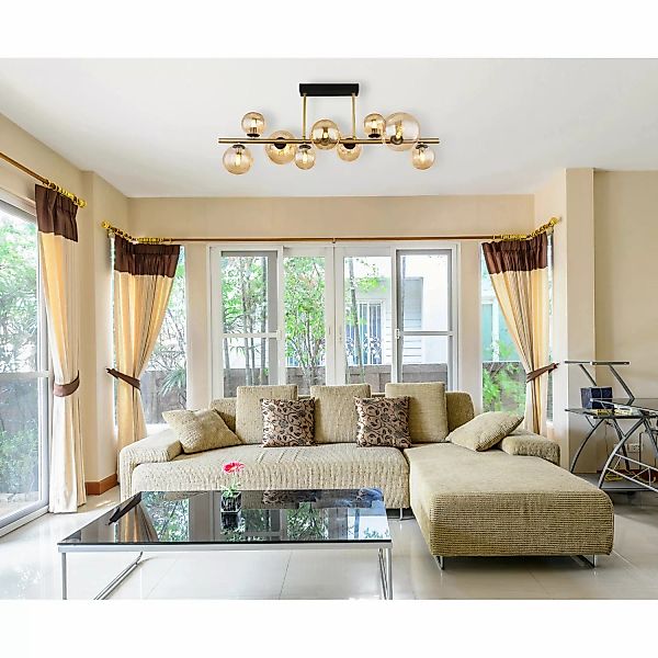 Globo LED-Deckenleuchte Riha 9-flammig Schwarz matt 870 x 300 x 380 mm günstig online kaufen