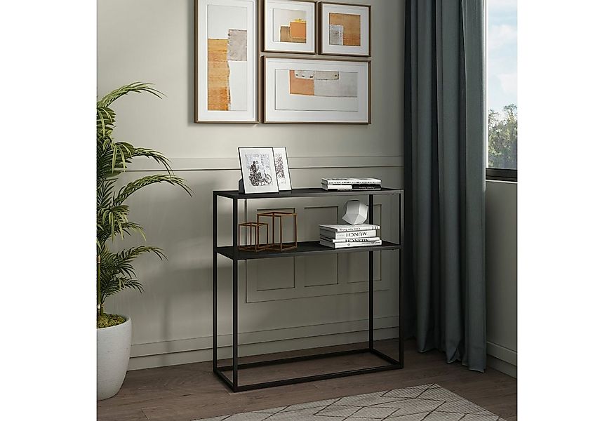 en.casa Konsolentisch, »Kuhmo« mit Metallplatte 80 x 80 x 30 cm Schwarz günstig online kaufen