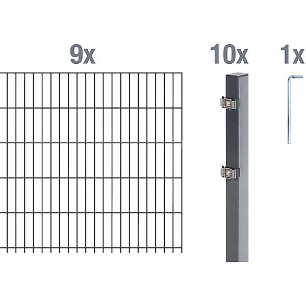 Alberts Doppelstabmattenzaun Grundset, (Set), Höhe: 80-160 günstig online kaufen