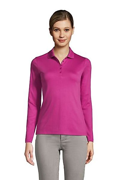 Supima-Poloshirt mit langen Ärmeln, Damen, Größe: XS Normal, Rot, Baumwolle günstig online kaufen