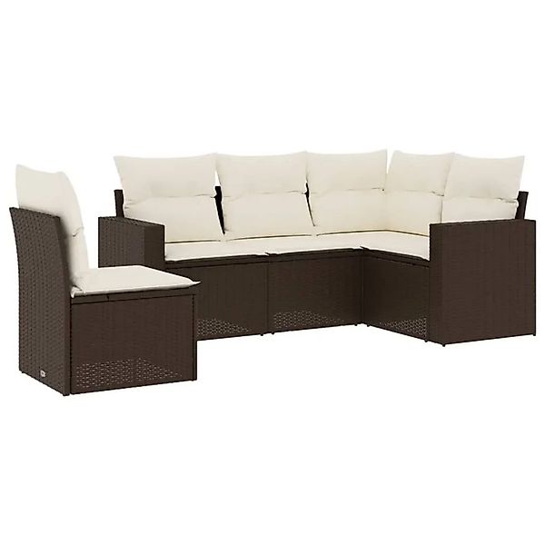 vidaXL 5-Tlg Garten-Sofagarnitur mit Kissen Braun Poly Rattan 3251310 günstig online kaufen