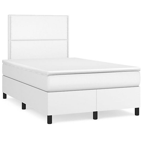 vidaXL Boxspringbett, Boxspringbett mit Matratze Weiß 120x200 cm Kunstleder günstig online kaufen