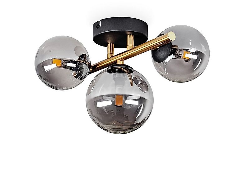hofstein Deckenleuchte Deckenlampe aus Metall/Glas in Schwarz/Goldfarben/Ra günstig online kaufen