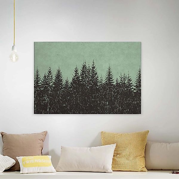 Bricoflor Leinwand Bild Mit Tannenwald Holzschnitt Bild Auf Leinwand In Dun günstig online kaufen