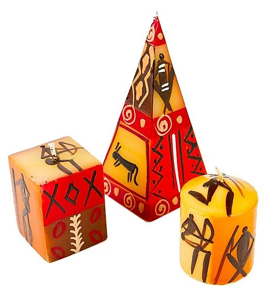Afrika-Deko Formkerze 3er Kerzenset afrikanische Kerzen Afrika-Deko günstig online kaufen