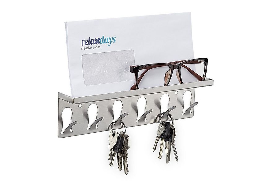 relaxdays Schlüsselbrett Silbernes Schlüsselbrett günstig online kaufen