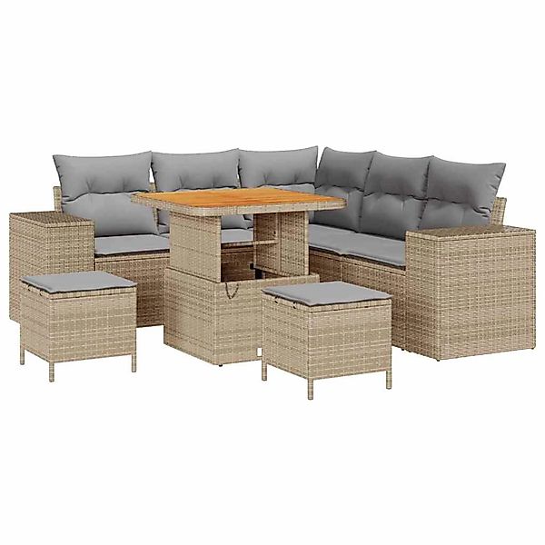vidaXL Garten-Sofa-Set 8-Tlg Beige Poly Rattan 3362002 günstig online kaufen