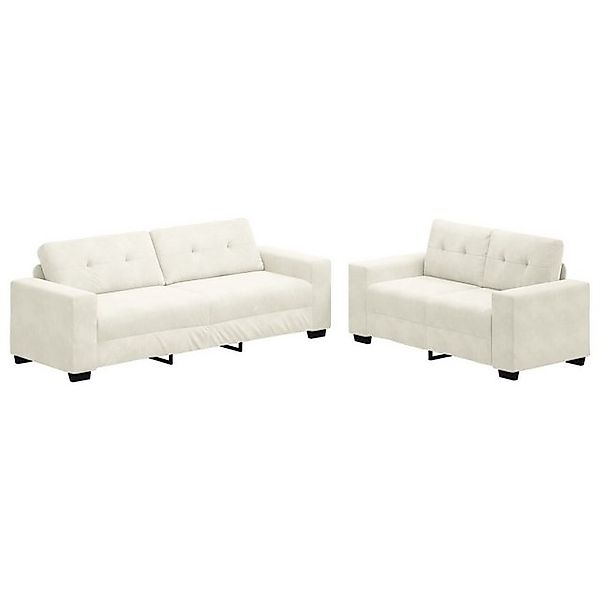 vidaXL Sofa 2-teilige Sofagarnitur mit Kissen Creme Velvet, 2 Teile günstig online kaufen