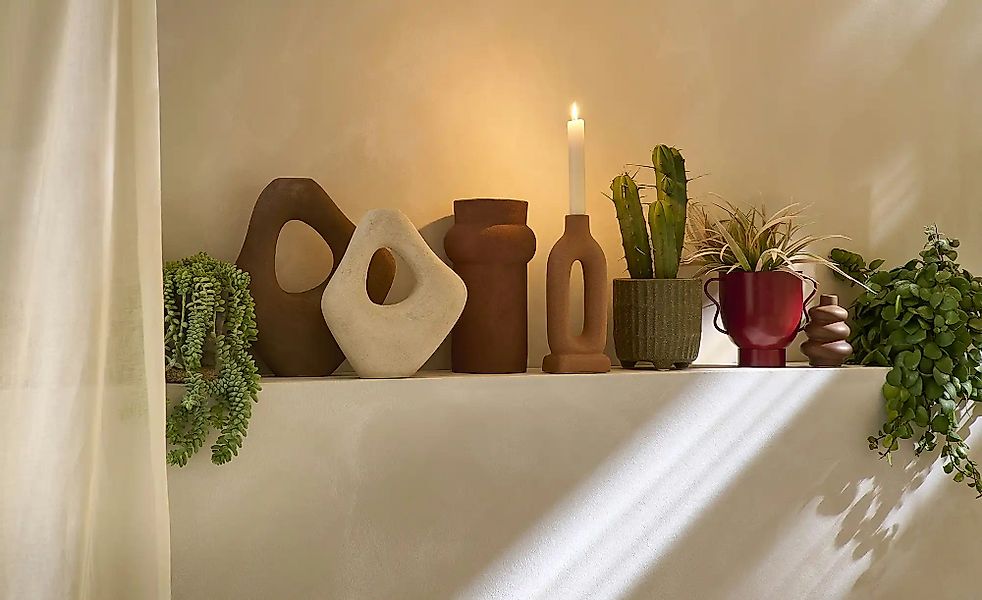 HOME STORY Übertopf   ¦ rot ¦ Eisen ¦ Maße (cm): H: 16  Ø: 20 Accessoires > günstig online kaufen