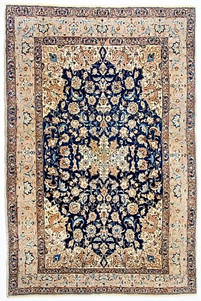 morgenland Teppich »Nain 4la Teppich handgeknüpft blau«, rechteckig günstig online kaufen