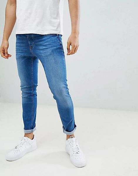 River Island – Enge Jeans in verwaschenem Mittelblau günstig online kaufen