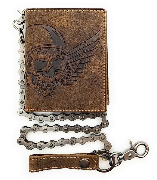 JOCKEY CLUB Geldbörse echt Leder Biker Portemonnaie mit dicker Fahrradkette günstig online kaufen