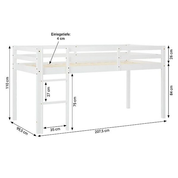 Homestyle4u Hochbett 90x200 Stockbett Kinderbett Holz Kiefer Weiß Lila Beig günstig online kaufen