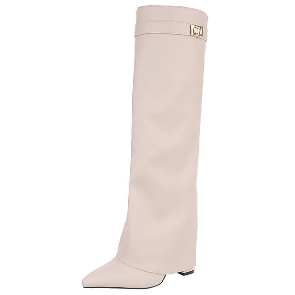 Ital-Design Elegante kniehohe Stiefelette mit Blockabsatz günstig online kaufen