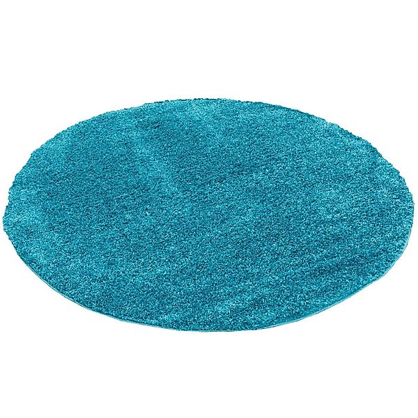 Pergamon Hochflor Langflor Teppich Aloha Türkis 120cm Rund günstig online kaufen