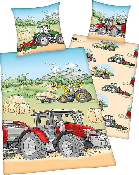 Herding Young Collection Kinderbettwäsche "Traktor" mit tollem "Traktor" Mo günstig online kaufen